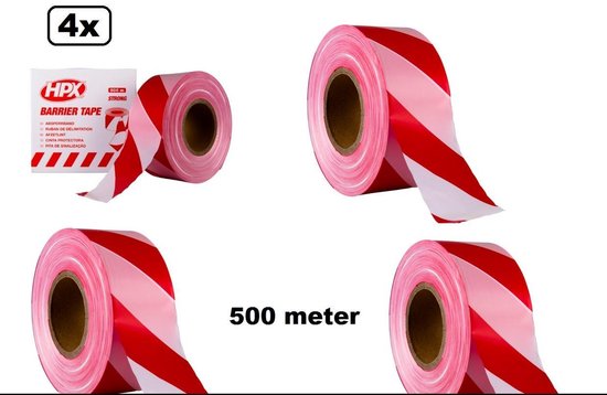 4x Rol afzetlint rood/wit 500meter - afzet lint verboden toegang volgen