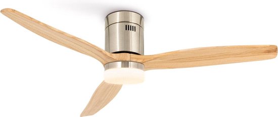 CREATE WINDCALM DC NIKKEL- Plafondventilator - met Verlichting en WIFI 132 cm - Plafondventilator met Afstandsbediening - 6 Snelheden - Timer - Zomer/Winterfunctie