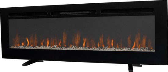 MonsterShop Inbouwhaard Elektrisch - 152 x 16 x 53 cm - 2 Hittestanden- 12 LED kleuren + 5 Lichtsterktes & Afstandsbediening