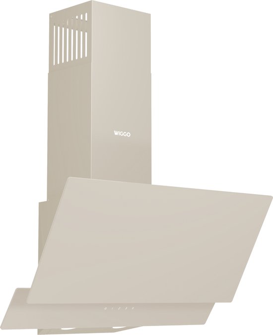 Wiggo WE-A642G(C) - Schuine afzuigkap - 60 cm - 626 m³/h - 4 standen - Energieklasse A - Creme - Glas - Koolstoffilters meegeleverd