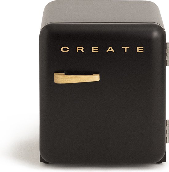 CREATE RETRO FRIDGE 48L WOOD - Koelkast - 3 Planken - Zwart
