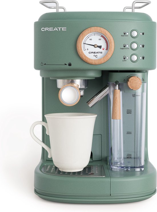 CREATE - CREATE - Espressomachine - 20bar halfautomatische - Met melkreservoir - Kleur Sage - THERA MATT PRO
