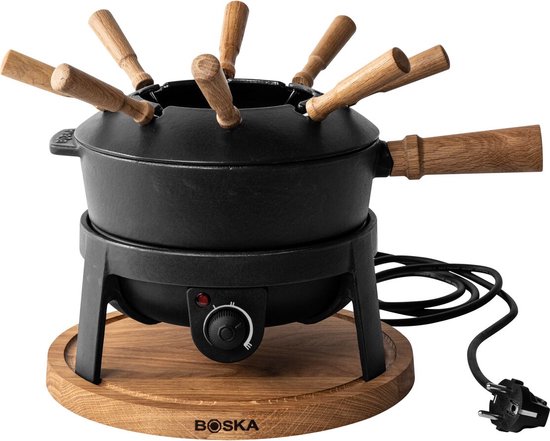 Boska Elektrische Fondueset Pro - Voor elk type fondue - 8 personen - Stijlvol gietijzer - Extra lang snoer