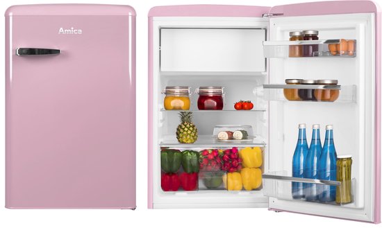Amica Retro Tafelmodel Koelkast met vriesvak AR1112P - Magenta Roos