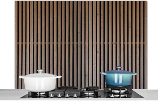 Spatscherm Keuken - Kookplaat Achterwand - Spatwand Fornuis - 120x80 cm - Vintage - Hout - Design - Structuur - Aluminium - Wanddecoratie - Muurbeschermer - Hittebestendig