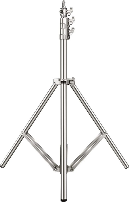 Neewer® - Lamp standaard - RVS - 220cm - Opvouwbaar en Draagbaar - Robuust Statief - Geschikt voor Softbox Monolight en Andere Fotoapparatuur - Zilver