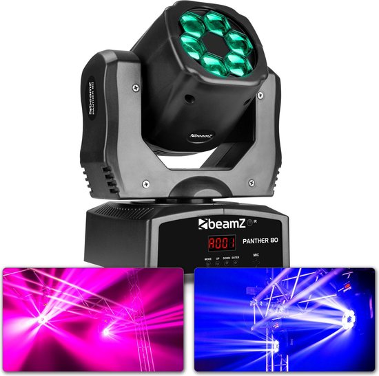 Moving head - BeamZ Panther 80 movinghead met roterende lenzen en 6x 12W CREE LED's (RGBW)