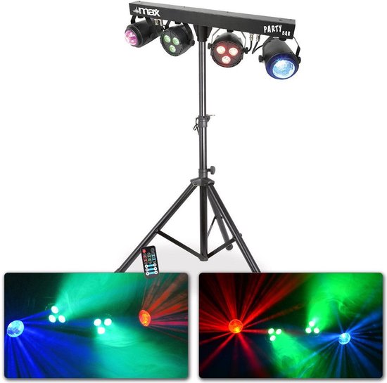 Discolamp - MAX Partybar1 disco verlichting met 2x Jellymoon discobal en 2 Par spots + standaard