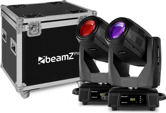Moving head - BeamZ Pro Tiger 17R moving head 350W - set van 2 stuks in flightcase