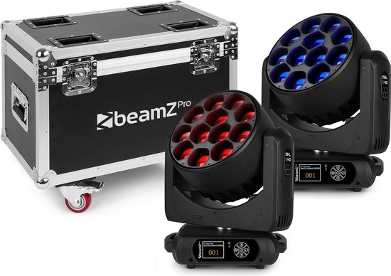 Moving head lichtset - BeamZ MHL1240 moving head 12x 40W LED - 2 stuks in flightcase