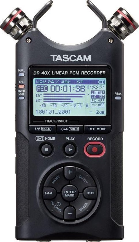 Tascam DR-40X - Handheld recorder en USB audio interface