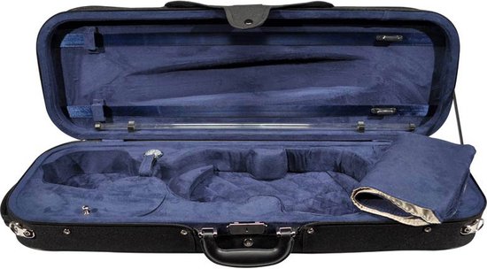 Vioolkoffer Leonardo VC-45-BU 4/4 stryrofoam zwart blauw suede