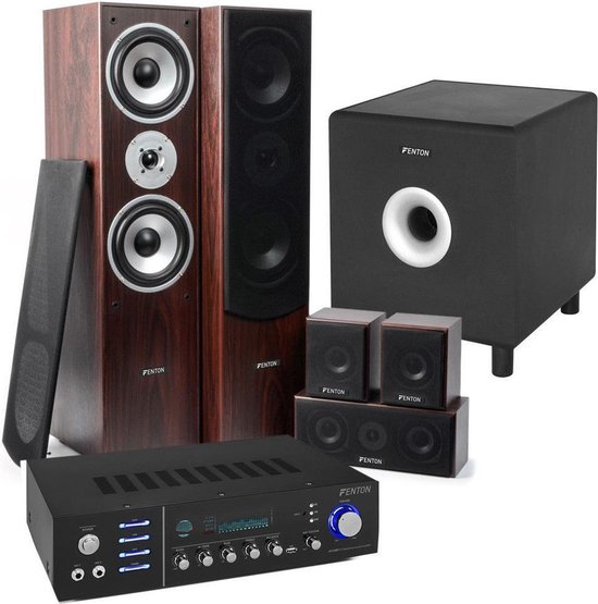 Home cinema set - Fenton - Incl. 5 speakers & actieve subwoofer - Bluetooth en mp3 speler