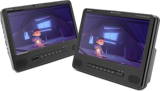Caliber Draagbare DVD Speler Auto Set van 2 Spelers en 2 x 9 Inch Schermen Met Accu voor 1,5 uur Speeltijd (MPD298)