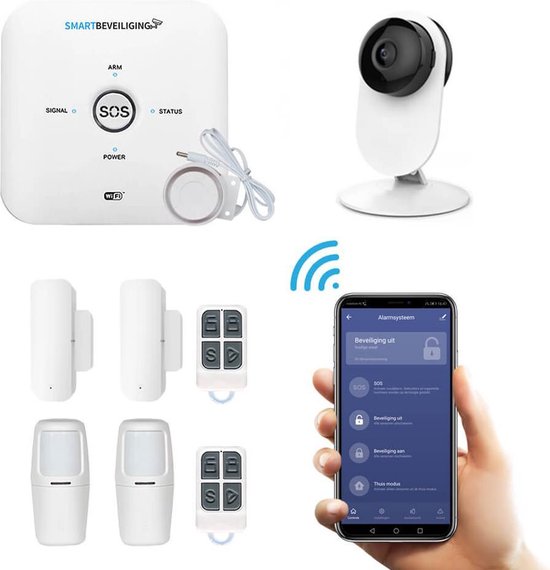 GSM WiFi Alarmsysteem Draadloos - Plus Pakket - WiFi Beveiligingssysteem voor Woning met Camera