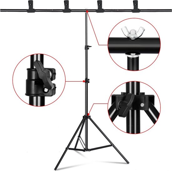 Fotostudio Achtergrond Stand - 200x200 CM - Achtergrond Set - Fotostudio - Groen Scherm - Ondersteuning - Frame voor Groen scherm - Achtergrond Support Systeem