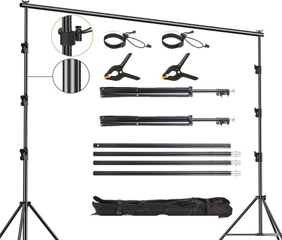 Manzibo Fotostudio Achtergrond Stand - Achtergrond Set - Fotostudio - Groen Scherm - Ondersteuning - Frame voor Groen scherm - Achtergrond Support Systeem