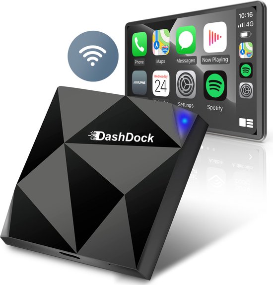 DashDock CarPlay Dongle - Apple CarPlay - Carlinkit - Telefoon Draadloos Verbinden - Verbindt Binnen 7sec - Wireless - Zwart