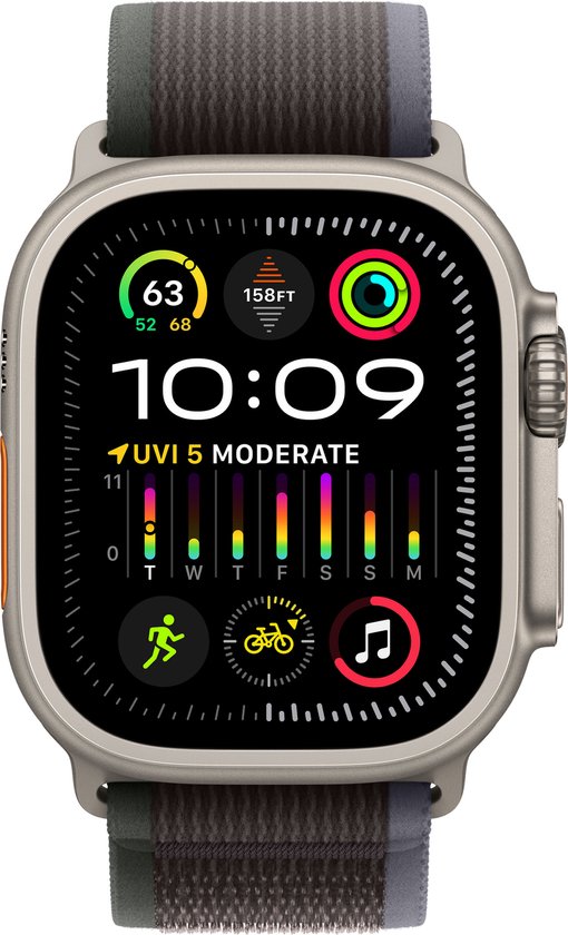 Apple Watch Ultra 2 - GPS + Cellular - 49mm Titanium Case with Blue/Black Trail Loop - M/L