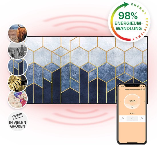 Klarstein Wonderwall Air Art Smart elektrische kachel - infraroodverwarming voor 14m²- infrarood paneel 120 x 60 cm - 700 W