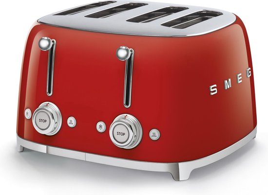 SMEG TSF03RDEU - Broodrooster - Rood - 4x4 - 2000W - 6 niveaus