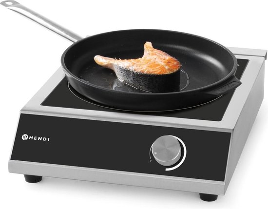 Hendi Inductie Kookplaat Vrijstaand - 1 Pits - Professionele Elektrische Kookplaat - Model: Kitchen Line 3500 M - 3500W