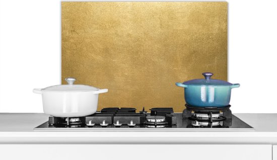 Spatscherm Keuken - Kookplaat Achterwand - Spatwand Fornuis - 70x50 cm - Goud - Luxe - Abstract - Aluminium - Wanddecoratie - Muurbeschermer - Hittebestendig