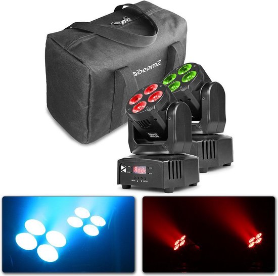 Moving head - BeamZ MHL36 set van 2 LED movingheads in tas