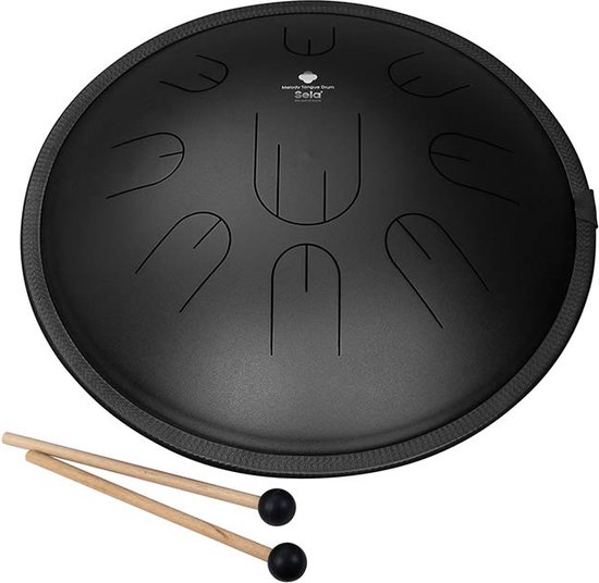 Tongue drum Sela SEL380 14 D kurd zwart incl. hoes en mallets.