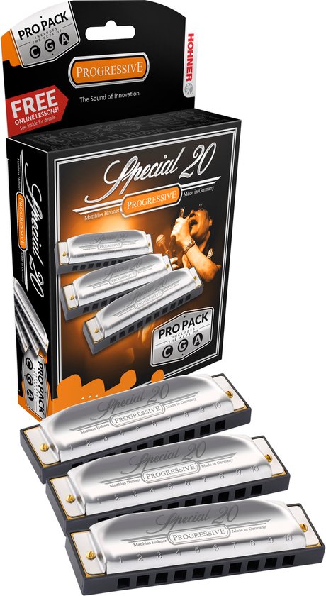 Hohner Special 20 3-pack met tonen A-C-G - prijsvoordelig - Begin goed - starterpakket - A-kwaliteit mondharmonica's