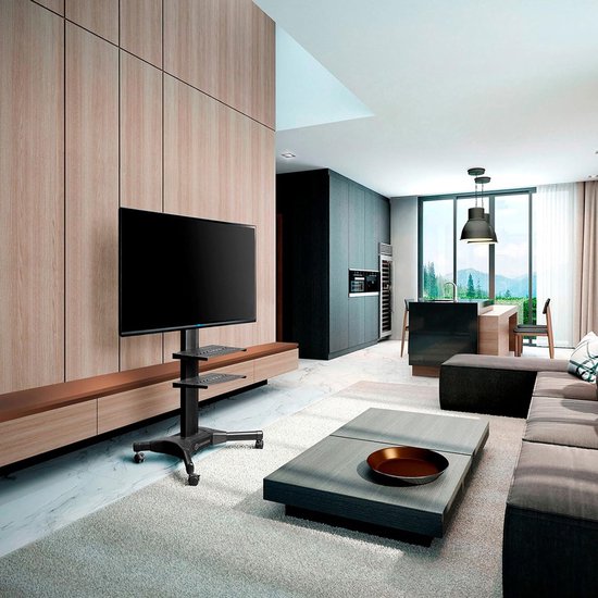 tv-standaard met wieltjes voor tv's van 32 A 65 inch, zwart