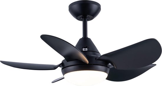 Evolar EVO-CF30B Plafondventilator - Zwart - 76 cm - 6 standen - Afstandsbediening - Dimbare LED-verlichting, verstelbaar in kleur - Energiebesparende Zomer- en Winterstand - DC motor, energiezuinig en stil