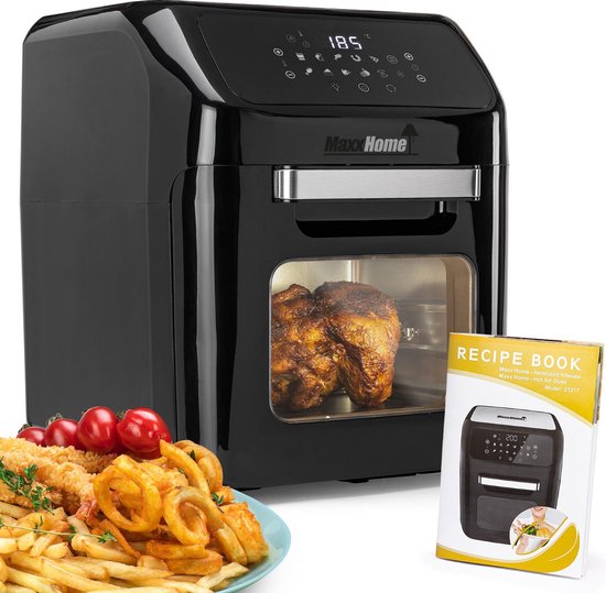 MaxxHome Airfryer - Hetelucht friteuse - XXL - Heteluchtfriteuse 12 Liter - 8 Programma's - 1600W - Extra tools en receptenboekje