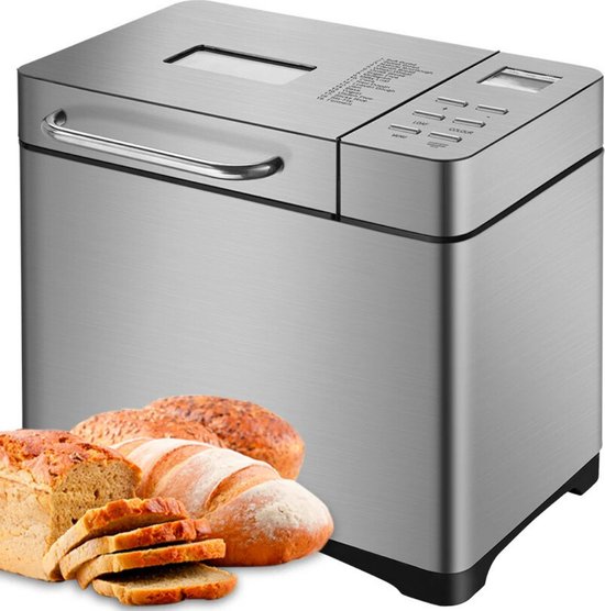 Automatische Broodbakmachine 19 in 1 - Deegmachine Kneedmachine 650W Deegmixer & Deeghaak - Broodmachine 19 Programma's 3 Broodkleuren & Maten - Met Automatische Fruitverspreider + Gratis Receptenboek