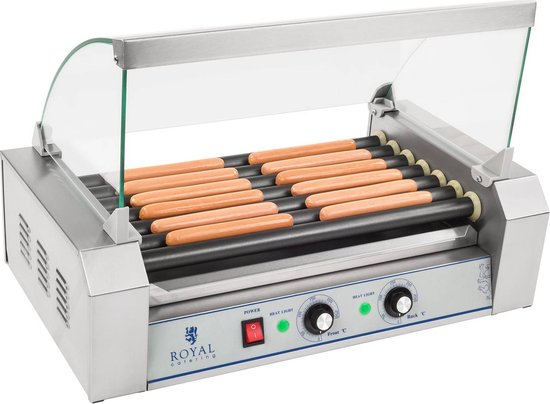 Royal Catering Hotdog Grill - 7 rollers - Teflon