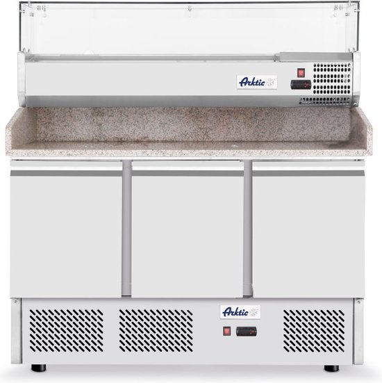 Arktic Pizzawerkbank met 3 Deuren en Koelvitrine 380+40L 232033 - Horeca