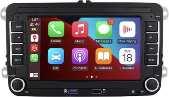Multimedia Autoradio Android 12 Voor VW Polo/Golf/Seat/Skoda 2003-2015 2GB+32GB CarPlay/Auto/WiFi/RDS/GPS/DSP/NAV