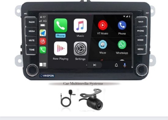 VIKEFON - Rns510 draadloos Carplay - Android auto - Geschikt voor Volkswagen - Autoradio met bluetooth - Android 11 - Camera