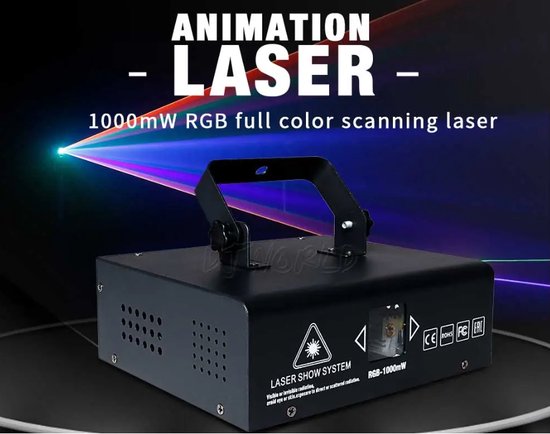 Animatie laser - 1000MW - meer dan 200 patronen - DMX - professioneel of thuis - hoge kwaliteit laser rgb