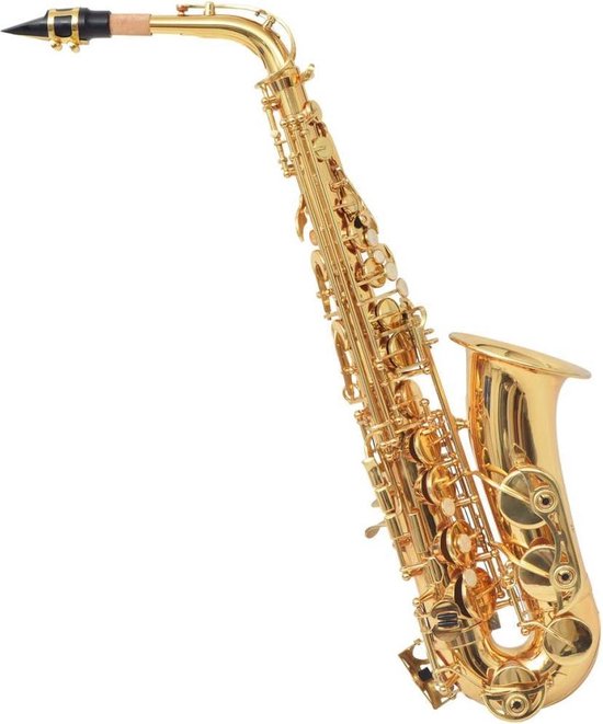 vidaXL Altsaxofoon messing met goudlak Eb