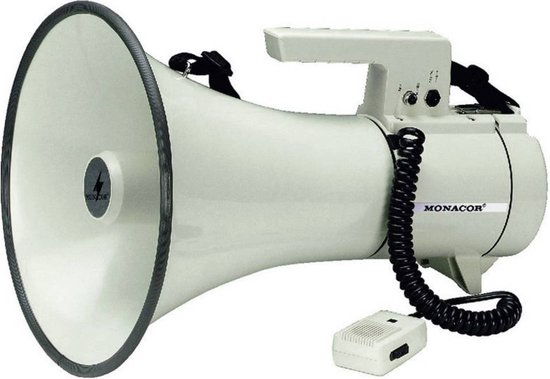 Monacor TM-35 Megafoon Met handmicrofoon, Met draagriem, Met geluiden