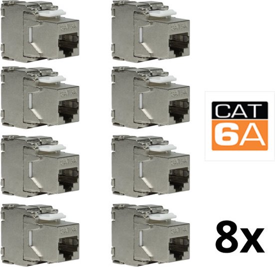 TheLinq set van 24 keystone adapters voor CAT6A kabels - Geschikt voor RJ45 poort - Met afgeschermde metalen behuizing - Overdrachtssnelheid 10 Gb/s