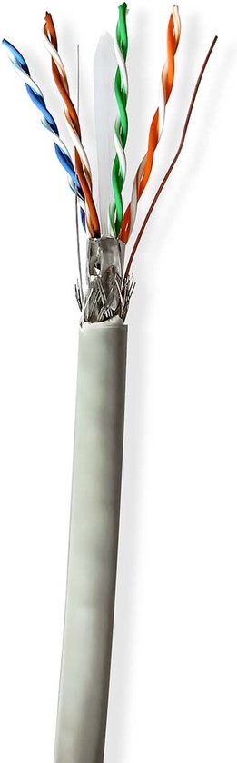 Nedis Netwerk Kabel Rol - CAT6 - Solid - S/FTP - CCA - 305.0 m - Binnenshuis - Rond - PVC - Grijs - Trekdoos