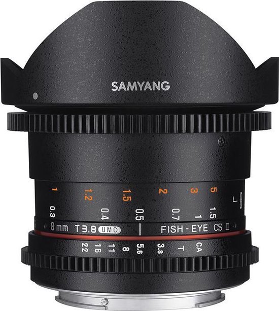 Samyang 8mm T3.8 Umc Vdslr Fisheye Cs II - geschikt voor Nikon