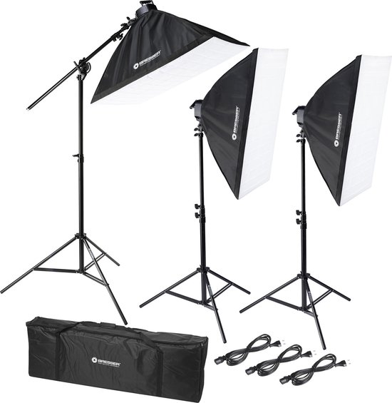 Bresser Fotostudioset - BR-2246 - Incl. 3 Lamphouders & Boomarm