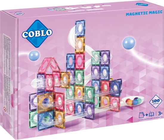 Coblo Pastel Knikkerbaan 100 stuks - Magnetisch speelgoed - Constructiespeelgoed - STEM speelgoed - Sint Cadeau - Speelgoed 3 jaar t/m 12 jaar