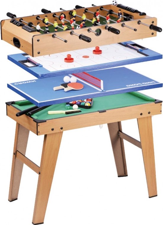 Tachan - Tafelspel - 4 In 1 - Biljard - Tafeltennis - Tafelvoetbal - Hockey - Multi Speltafel - 84 x 44 cm