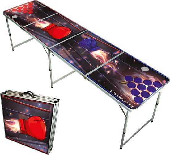 Beerpongexpress  – Beer Pong Tafel - Boxing Gloves - LED verlichting - Inklapbaar
