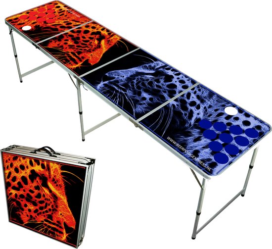 Beerpongexpress – Beer Pong Tafel - Panthers - LED verlichting - Inklapbaar