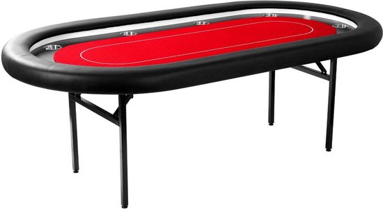 Tournament Deluxe Pokertafel met LED rood - 243 cm x 105 cm x 76 cm - 2 tot 10 spelers - speedcloth